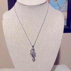 Pearl in Oyster Necklace Sterling Silver Seahorse
